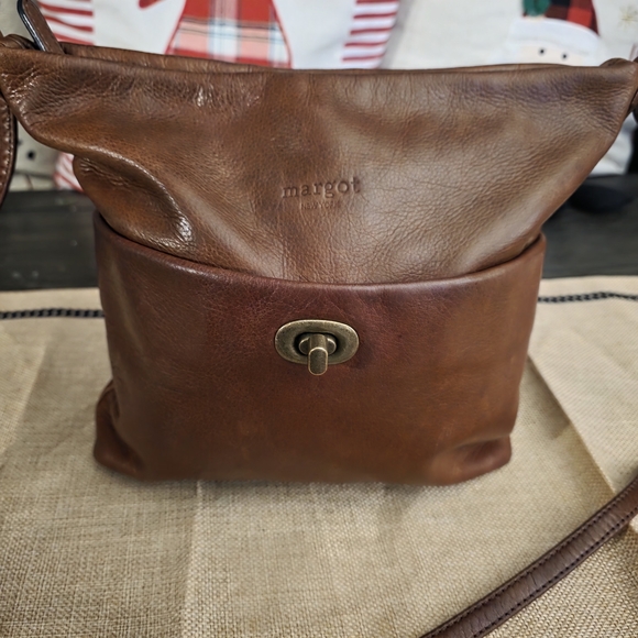 margot Handbags - EUC Margot Brown Leather Crossbody Bag
